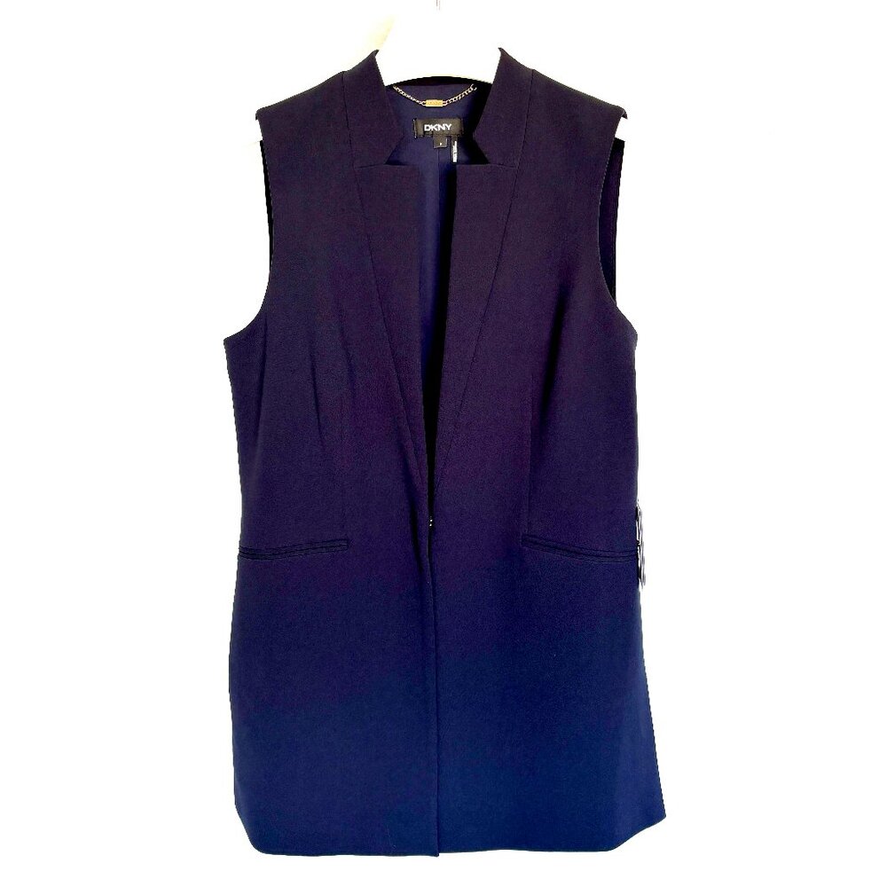 Women’s Sleeveless Navy Blazer Vest DKNY Blue Size 8